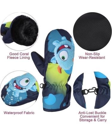 FAYHIJUN Waterproof Kids Mittens - Thermal Fleece Lined Winter Gloves for Age 4-6 Boys Girls - Navy Blue - Ideal for Skiing, Snowboarding, and Outdoor Activities - Buy Online on SooperMarket.com
