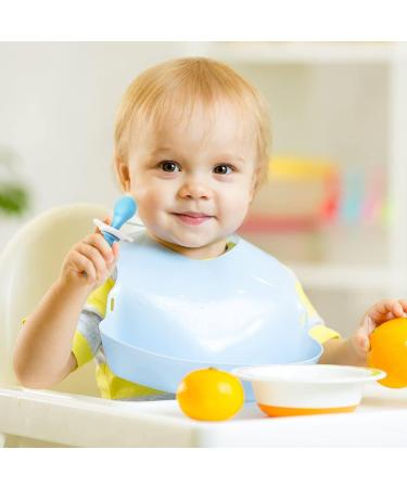 Vicloon Baby Fork and Spoon Set - 2 Pcs Infant Silicone Training Utensils for Baby Led Weaning - Self Feeding Learning Spoons - Blue - Buy Online on SooperMarket.com
