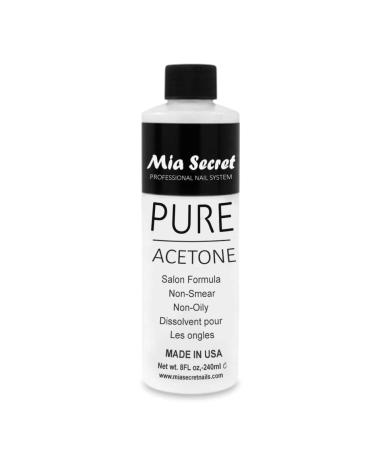 Mia Secret Nail Polish Remover  100% Pure Acetone  8 Fl. Oz. Safe and Gentle Cuticle Remover Liquid  Quick and Effective Formula  For Natural  Acrylic  and Sculptured Nails  8 Fl Oz (Pack of 1)