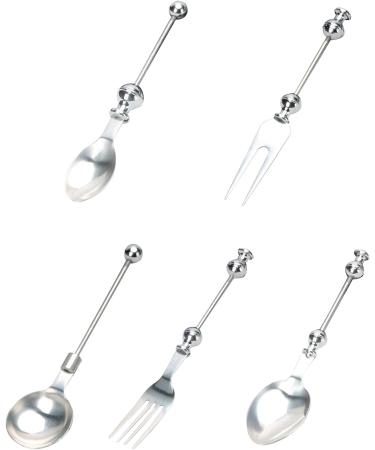 Funny Cake Bread Forks Bead Stringing Round Spoon Stainless Steel Dessert Forks Multi-Functional Kitchen Tool Fruit Fork Bead Stringing Fork - Buy Online on SooperMarket.com