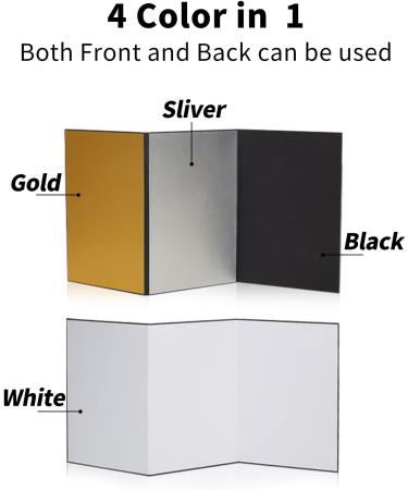 BEIYANG 4 in 1 Cardboard Light Reflector Set - 12x8 in White Black Silver Gold Matte Foil Absorb Thick Reflective Cardboard - Buy Online on SooperMarket.com