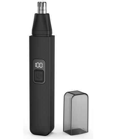 Smity Nose Hair Trimmer  Rechargeable Cordless Painless Ear Eyebrow Trimming Tool Dual Edge Blades Razor Easy Cleansing with LED Light for Man Woman Black
