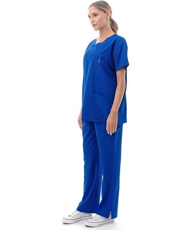 Banhada V-Neck Top 7-Pocket Scrub Set for Women - 4-Way Stretch, Lightweight, Comfortable - Royal Blue (5X-PLUS) - Buy Online on SooperMarket.com