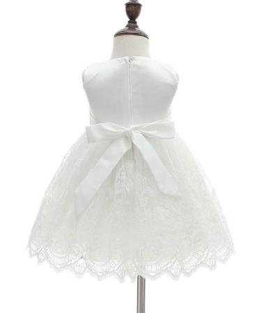 AHAHA Baby Girls White Flower Dress - 12 Months | Perfect for Christening, Wedding & Parties - Buy Online on SooperMarket.com
