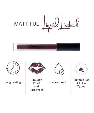 Mynena Deep Plum Matte Lipstick - Long Lasting, Waterproof, Lightweight | Talc-Free, Mica-Free, Gluten-Free, Paraben-Free - Mia - Buy Online on SooperMarket.com
