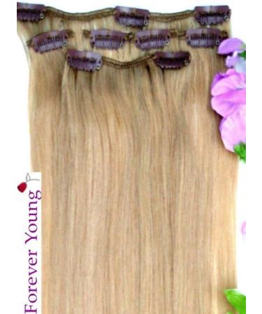 Forever Young Clip In Remy Human Hair Extensions Half Head 40g 16" Length Ash Blonde #16