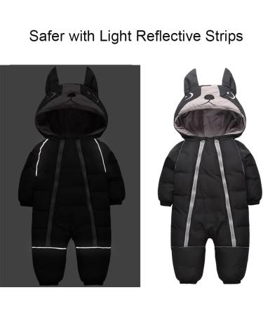 JiAmy Baby Boys' Snowsuit Romper Winter Hooded Jumpsuit | Black | 9-12 Months - Buy Online on SooperMarket.com