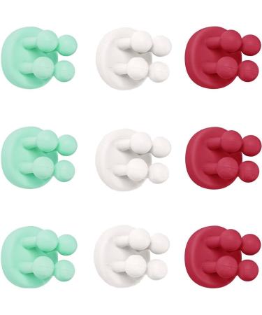 Tecbull Funny Hooks toothbrush holder razor holder shower razor holder without drilling toothbrush bracket Self-adhesive clamping holder for toothbrushes (9x colored-it9+9x replacement glue pad) 3x green 3x red