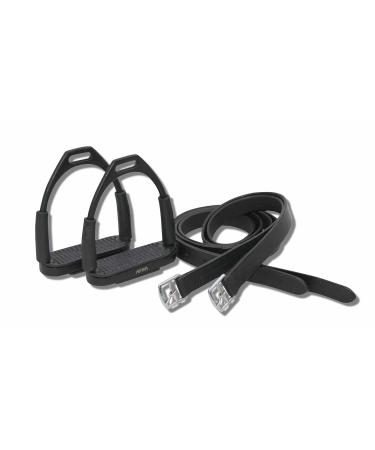 AMKA stirrups with joint black safety stirrups with leather stirrup straps in a set