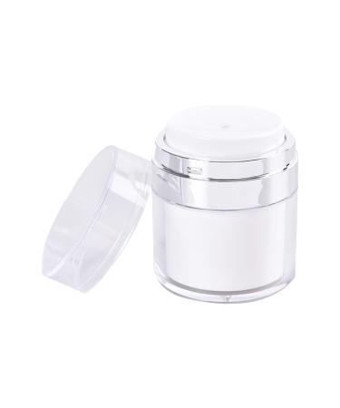 Qeuly 1 oz Cream Jar Vacuum Bottle, Airless Pump Jar Bottle Travel Containers for Lotions and Creams Leak Proof Empty Acrylic Refillable Cosmetic Jar Container with Pump