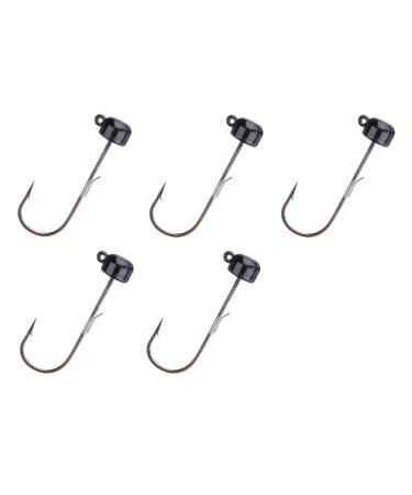Reaction Tackle Tungsten Mushroom Head Ned Rig Shroom Jig Heads (5-Pack) Black 1/10 oz