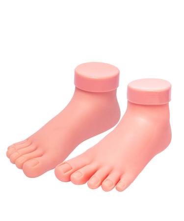 AORAEM Practice Fake Training Foot Flexible Movable Soft Silicone Fake Foot Tool for Nail Art Training Display(1 Pair)