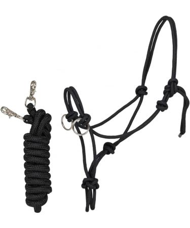 Marengos Black Knotted Halter with Reins for Warmbloods - Premium Quality Equestrian Gear - Buy Online on SooperMarket.com
