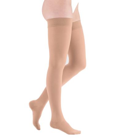 Medi duomed basic thighshow compression stockings with lace unisex |Long compression socks CCL2 with a knobs for women and men |Caramel |Size II