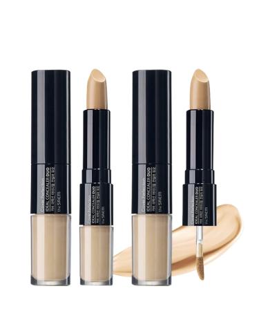 THESAEM  2PCS of Cover Perfection Ideal Concealer Duo/Two Different Type Concealer Provides Strong Coverage  Dual Type Concealer  Sun Protection  K Beauty (01 Clear Beige)