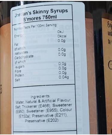 Jordan's Skinny Mixes Sugar Free S'mores Syrup | Zero Calories Zero Sugar Zero Carbs | For Coffee Tea Lattes | 1 Bottle (750 mL) - Buy Online on SooperMarket.com