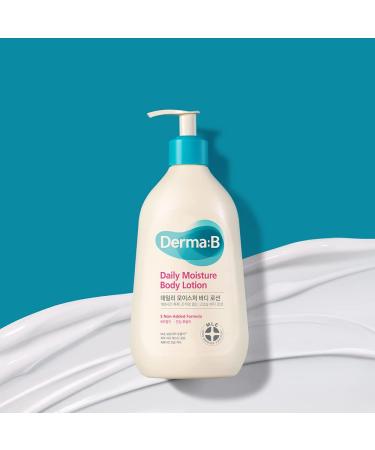 Derma B Daily Moisture Body Lotion 400ml - Non-Greasy Long-Lasting Moisturizer for Dry & Sensitive Skin - Infused with Olive Oil, Allantoin & Panthenol - Woody & Powdery Scented Kbeauty Skincare - Buy Online on SooperMarket.com