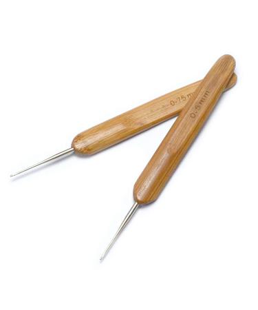 Luwigs Dreadlocks Crochet Hooks for Hair 2pcs/Set (0.5mm+0.75mm) Bamboo Handle Locs Crochet Needle Steel Crochet Hook Lock for Braid Craft 0.5mm,0.75mm 2pcs/set