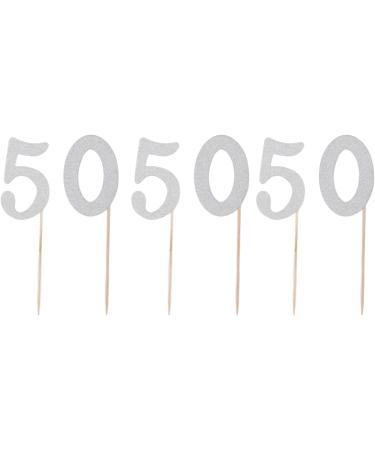 50th Cupcake Toppers Silver Glitter 50 Cupcake Decorations for Birthday Wedding Anniversary Party - Buy Online on SooperMarket.com