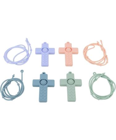 Hztyyier 4 PCS Baby Teether Set - Cross Design Silicone Chew Toys with Lanyard | Perfect Newborn Gift - International Shipping Available - Buy Online on SooperMarket.com
