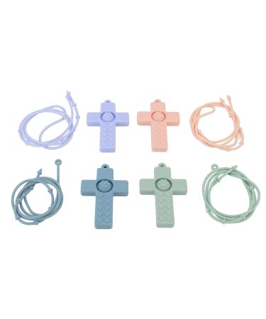 4PCS Cross Design Silicone Baby Teether Set with Lanyard - Teething Toy for Newborns, Ideal Kids Gift - Buy Online on SooperMarket.com