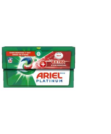 ARIEL Platinum Washing Pods + Extra Stain Removal and Unbeatable Freshness in One Laundry Washing Capsule 34 Washes Unscented 34 ml (Pack of 1)