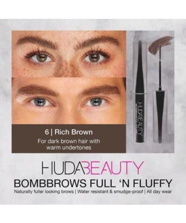 HUDA BEAUTY #BombBrows Full n Fluffy Volumizing Fiber Gel - Rich Brown for Lush Eyebrows | International Shipping Available - Buy Online on SooperMarket.com