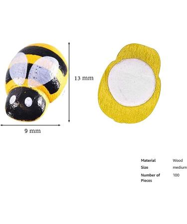 Lxnoap Mini Wooden Bees - 100 Pack Adhesive Embellishments for DIY Crafts and Scrapbooking - Buy Online on SooperMarket.com