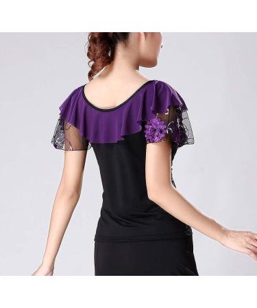Whitewed Modern Latin Ballroom Dance Top | Performance Costume Shirt | Black/Purple - Buy Online on SooperMarket.com