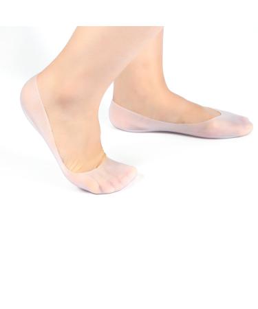1 pair of gel-dersen cuffs moisturizing silicone socks in full length prevent dry cracked heels reusable foot care protection for heel spur and painful heel (L)