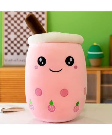SPIRTUDE 2Pcs Boba Plush Set - Cute Strawberry & Brown Bubble Tea Stuffed Plushies 24cm - Soft Squishy Pillow for Kids Girls - Buy Online on SooperMarket.com