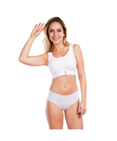 Lipoelastic Pi Super Variant- Postoperative BH- Seamless cotton cotton cotton with adjustable hook and eyelet closure at the front 3xL white