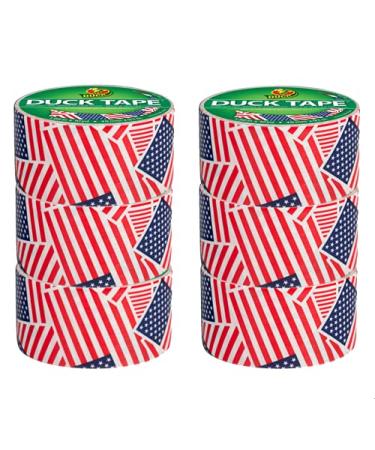 Duck Brand 283046_C Duck Printed Duct Tape, 6-Roll, US Flag, 6 Rolls US Flag 6-Roll