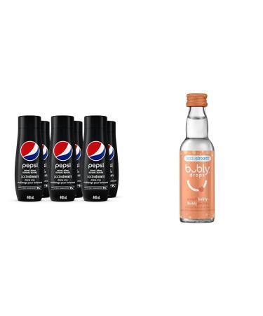 Pepsi Zero Sugar Flavour for SodaStream 440mL x 6 (Makes 54L) & Bubly Drops Peach
