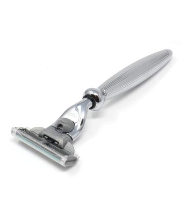 Edwin Jagger Bulbous Lined Chrome Handle for Gillette Mach3 - Premium Razor Upgrade | International Shipping - Buy Online on SooperMarket.com