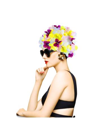 Didiseaon Swim Cap for Pool  Flower Swimming Cap to Keep Hair Dry Hair Accessories Swimming Hat for Women (Size L)