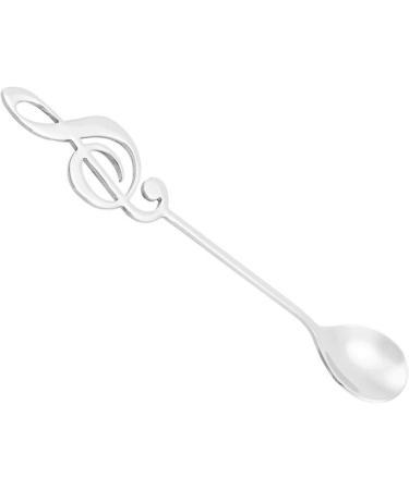 Stirring Spoon Stainless Steel Dessert Spoon Musical Note Coffee Drinking Stirring Spoons 15.5 * 2.5cm(Silver) - Buy Online on SooperMarket.com