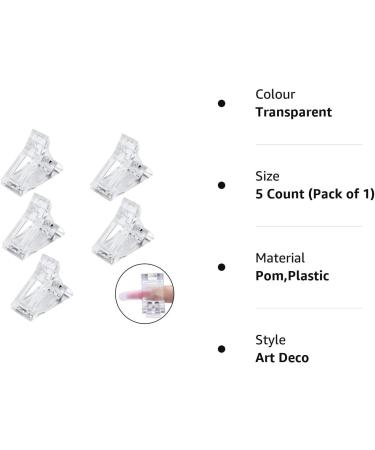 Nuoshen 5pcs Transparent Nail Tips Clip Poly Gel Builder Kit - Manicure Tools for Quick & Easy Nail Extension - UV LED Friendly - Buy Online on SooperMarket.com