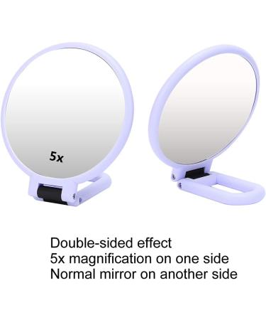 5X Magnifying Makeup Mirror Folding Adjustable Cosmetic Mirror Travel Portable Makeup Mirror (Purple) - Buy Online on SooperMarket.com