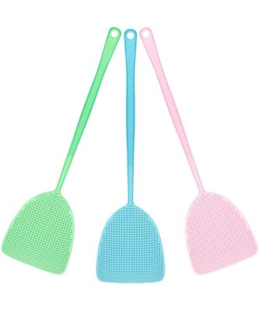 Voarge 3 Pack Fly Swatter Plastic Mosquito Scraper Used for Flies Mosquitoes and Pests (Blue Green and Pink)