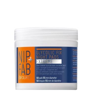 Nip + Fab Glycolic Acid Night Face Pads with Salicylic and Hyaluronic Acid Exfoliating Resurfacing AHA Facial Pad for Exfoliation Even Skin Tone Blemish Control Pigmentation 60 Pads 76 Grams 60 count (Pack of 1)