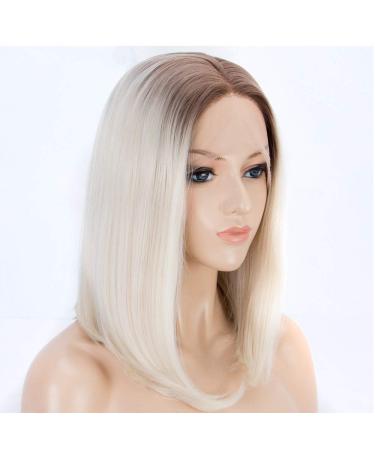 SHIYID Blonde Short Wig for Women | Synthetic Lace Front Wig with Light Brown Roots | Heat Resistant Fiber - Buy Online on SooperMarket.com