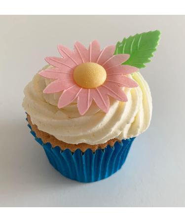 12 Gorgeous Mixed Colour Edible Wafer Daisies & 12 Pretty Leaves - Buy Online on SooperMarket.com
