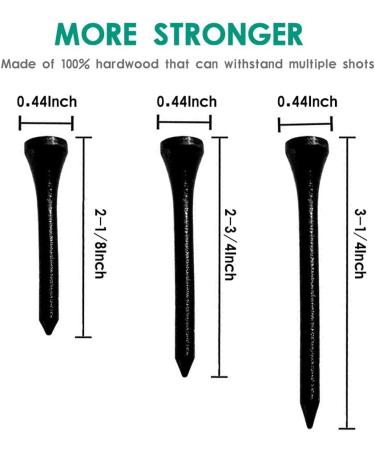 THIODOON Professional Natural Wood Golf Tees - Pack of 100, Multiple Colors, 3-1/4 inch, 2-3/4 inch, 2-1/8 inch Tall Tees, Reduce Side Spin and Friction - Bulk Golfing Tees - Buy Online on SooperMarket.com