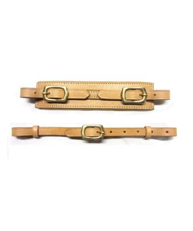 PS Horse Articles Noseband padded with soft leather plus chin strap in set natural colour with gold fitting