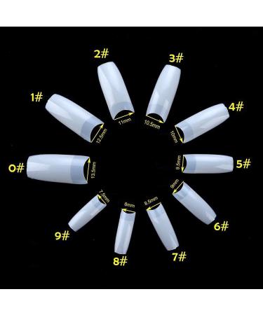 French Nail Tips 500pcs Half Cover False Nails with Box - 10 Sizes | Natural Acrylic Nail Tips for Salon and DIY Nail Art - Buy Online on SooperMarket.com