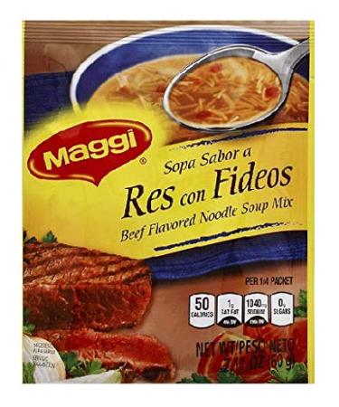 MAGGI Sopa Sabor a Res con Fideos 12 PACK 60 gr. c/u | Beef Flavored Noodle Soup Mix 12 PACK 2.11 oz. each.
