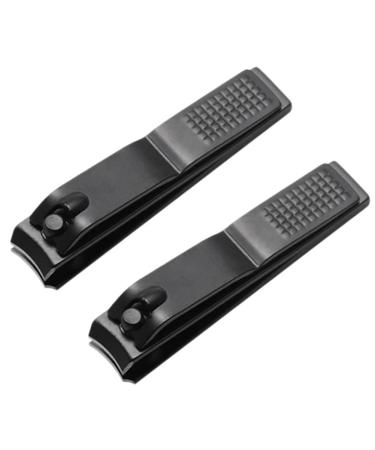suoera 2X Black Nail Clippers Stainless Steel Super and Toenails Manicure Tool Flat Nose Nail Clippers S