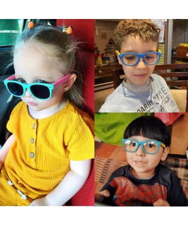 YAMEIZE Cute Anti Blue Light Glasses for Kids | Flexible Rubber Frame for Boys & Girls 3-10 - Blue Yellow Grey - Buy Online on SooperMarket.com