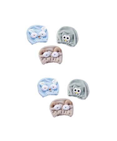 Beaupretty 6 Pcs Shower Cap Dry Hair Hat Bath Hair-drying Cap Turban Cute